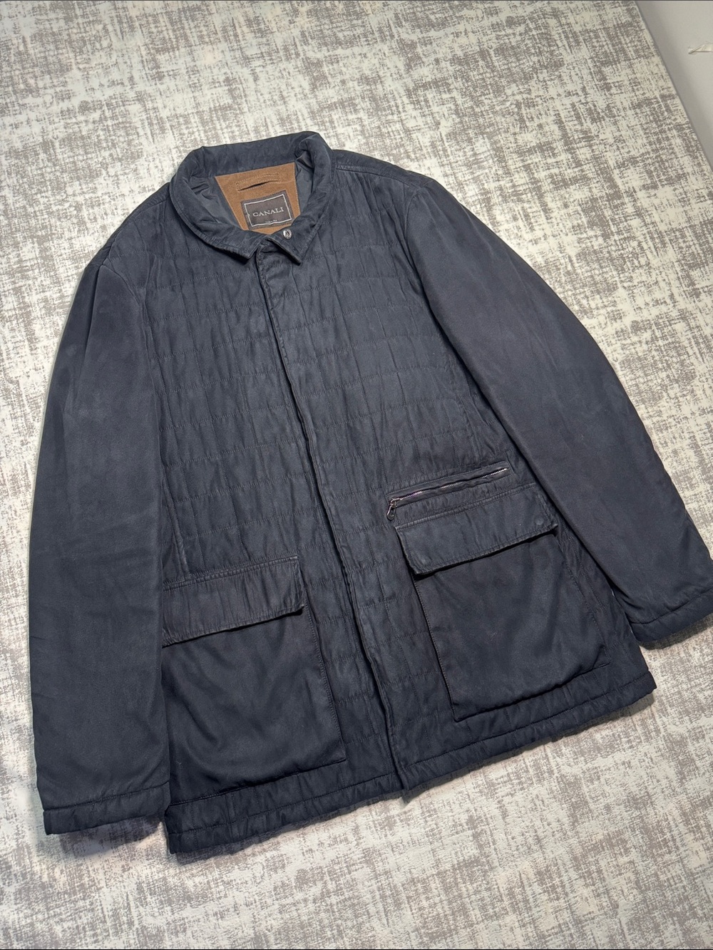 VTG Canali Italy MenBlack velvet Quilted Luxury Jacket size 52 32X23 PTP *Read